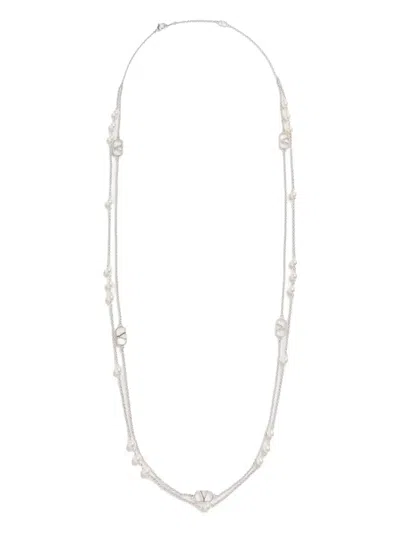 Valentino Garavani Vlogo Signature Metal Necklace In Metallic