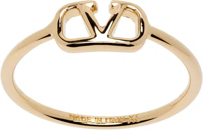 Valentino Garavani Vlogo Signature Metal Ring In Gold