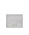 Valentino Vlogo Signature Metallic Card Holder In Gray