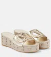 Valentino Womens Vlogo Metallic-leather Platform Sandals Gold In Metallic