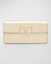 Valentino Vlogo Signature Metallic Leather Wallet On Chain In Platino