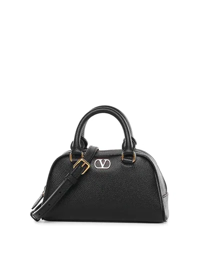 Valentino Garavani Vlogo Signature Mini Calfskin Satchel In Black