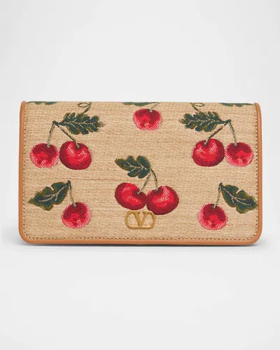 VALENTINO GARAVANI VLOGO SIGNATURE MINI CHERRIES JACQUARD SHOULDER BAG