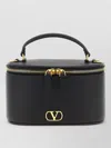 Valentino Garavani Vlogo Signature Mini Vanity Bag In Grainy Calfskin Woman Black Uni In Black