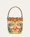 Valentino Vlogo Signature Mini Drawstring Flower Bucket Bag In Naturale-multicolor