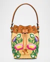 Valentino Vlogo Signature Mini Drawstring Flower Bucket Bag In Naturale-multicolor