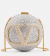 Valentino Vlogo Signature Mini Embellished Crossbody Bag In Silver