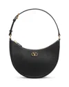 Valentino Half-moon Leather Shoulder Bag With Chain Strap In Black
