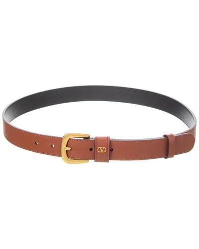 Valentino Garavani Valentino Vlogo Signature Mini Leather Belt In Brown