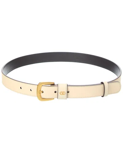 Valentino Garavani Valentino Vlogo Signature Mini Leather Belt In White