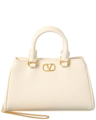 Valentino Garavani Valentino Vlogo Signature Mini Leather Clutch In Beige