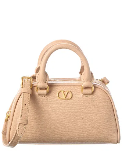 Valentino Garavani Valentino Vlogo Signature Mini Leather Clutch In Neutral