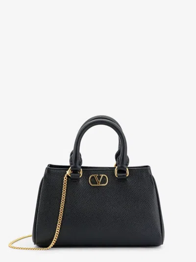Valentino Garavani Vlogo Signature Mini Leather Handbag In Black