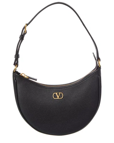 Valentino Garavani Vlogo Signature Leather Shoulder Bag In Black