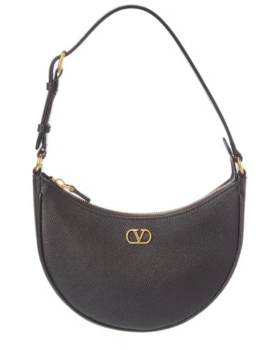 Valentino Garavani Valentino Vlogo Signature Mini Leather Hobo Bag In Black