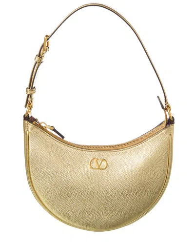 Valentino Garavani Vlogo Mini Metallic Textured-leather Shoulder Bag In Gold