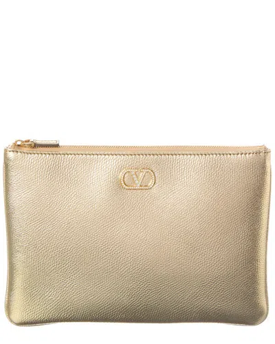 Valentino Garavani Valentino Vlogo Signature Mini Leather Pouch In Gold