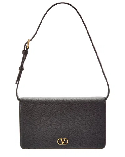 Valentino Garavani Valentino Vlogo Signature Mini Leather Shoulder Bag In Black