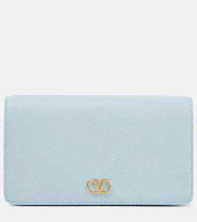 Valentino Garavani Vlogo Signature Mini Leather Shoulder Bag In Blue