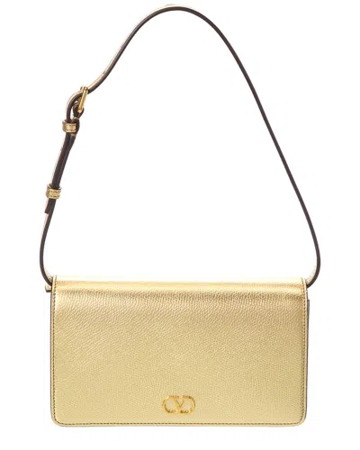 Valentino Garavani Valentino Vlogo Signature Mini Leather Shoulder Bag In Gold