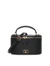 Valentino Garavani Vlogo Signature Mini Vanity Bag In Grainy Calfskin Woman Black Uni In Black