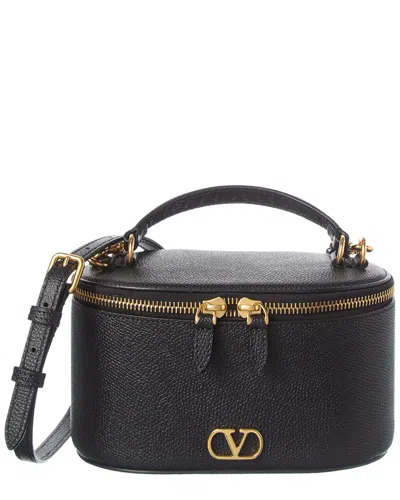 Valentino Garavani Valentino Vlogo Signature Mini Leather Vanity Bag In Black