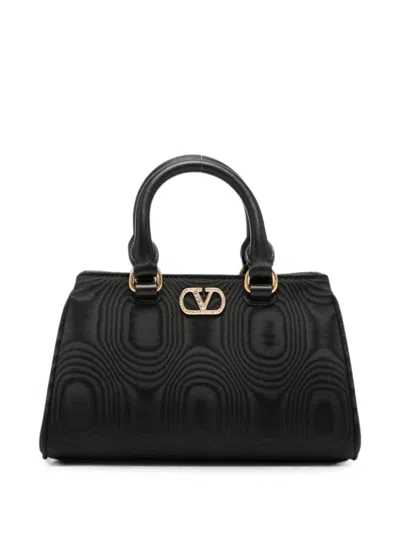 Valentino Garavani Vlogo Signature Mini Tote Bag In Grained Calfskin In Black