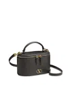 Valentino Garavani Vlogo Signature Mini Vanity Bag In Grainy Calfskin Woman Black Uni In Black