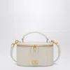 Valentino Garavani Vlogo Signature Mini Vanity Bag In Ivory Grained Calfskin In White