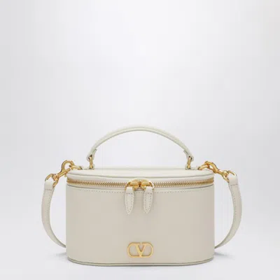 Valentino Garavani Vlogo Signature Mini Vanity Bag In Ivory Grained Calfskin In White