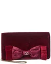 Valentino Garavani Vlogo Signature Mini Velvet Shoulder Bag Woman Maroon Uni In Red