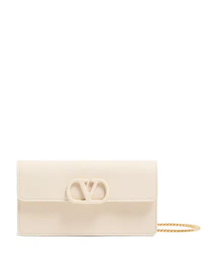 Valentino Garavani Valentino Vlogo Signature Mini Wallet With Chain In White