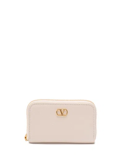 Valentino Garavani Logo-detail Wallet In Neutral