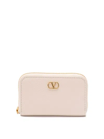 Valentino Garavani Vlogo Signature Mini Zip Around Wallet In White