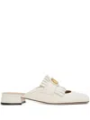 Valentino Vlogo Signature Leather Slippers In White
