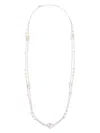 Valentino Vlogo Signature Metal Necklace With Pearls In Metallic