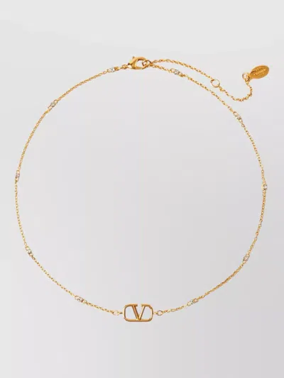 Valentino Garavani Vlogo Signature Crystal-embellished Necklace In Gold