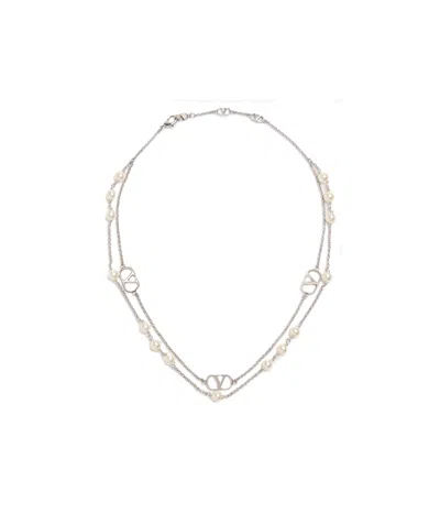Valentino Garavani Vlogo Signature Necklace In Metallic