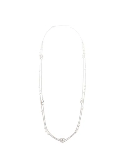 Valentino Garavani Valentino Vlogo Signature Necklace With Swarovski Pearls Palladium
