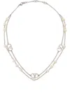 Valentino Garavani Vlogo Signature Necklace With Swarowski Pearls In Silver