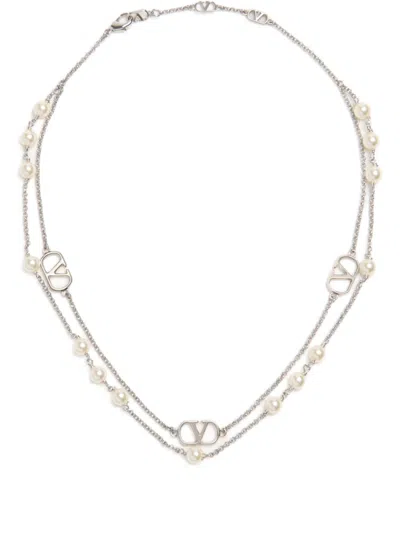 VALENTINO GARAVANI VLOGO SIGNATURE NECKLACE WITH SWAROWSKI PEARLS