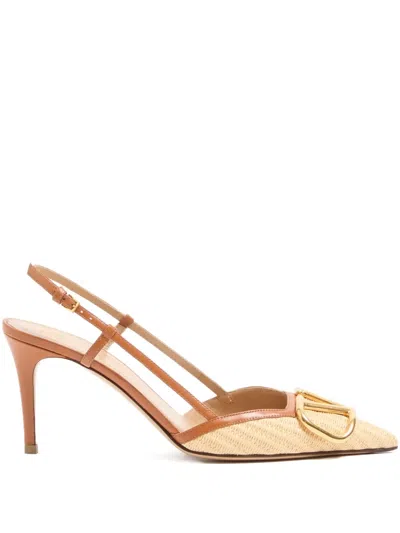 Valentino Garavani Vlogo Signature Leather Slingback Pumps In Multi