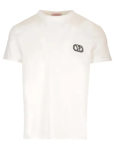 Valentino Garavani Cotton T-shirt With Vlogo Patch In White