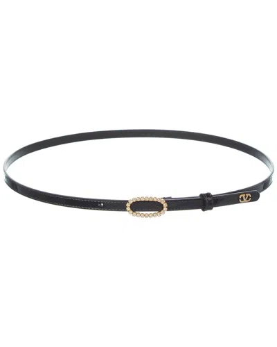 Valentino Garavani Valentino Vlogo Signature Patent Belt In Black