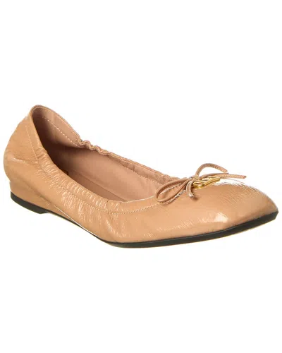 Valentino Garavani Valentino Vlogo Signature Patent Flat In Beige