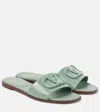 Valentino Vlogo Signature Patent Leather Slides In Green