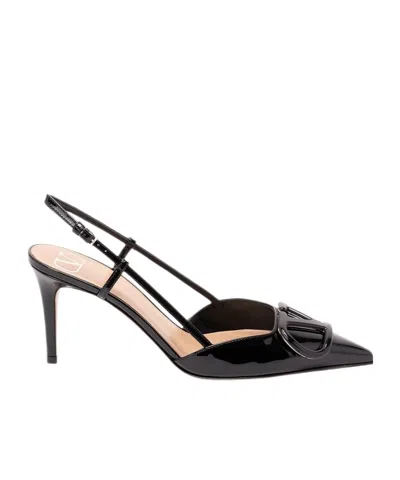 Valentino Garavani Vlogo Signature Patent Leather Slingback Pump 80mm In Black