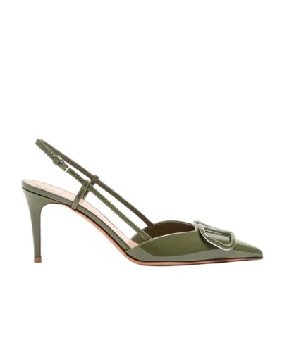 Valentino Garavani Vlogo Signature Patent Leather Slingback Pump 80mm In Green