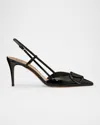 Valentino Vlogo Signature Patent Leather Slingback Pumps In Black