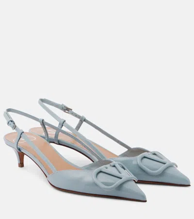 Valentino Garavani Vlogo Signature Patent Leather Slingback Pumps In Zj4 Blu Porcellana